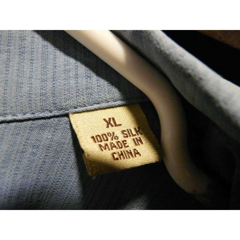 Tommy Bahama Button Up Shirt Mens XL Blue Silk Camp Minimalist Heritage Relax